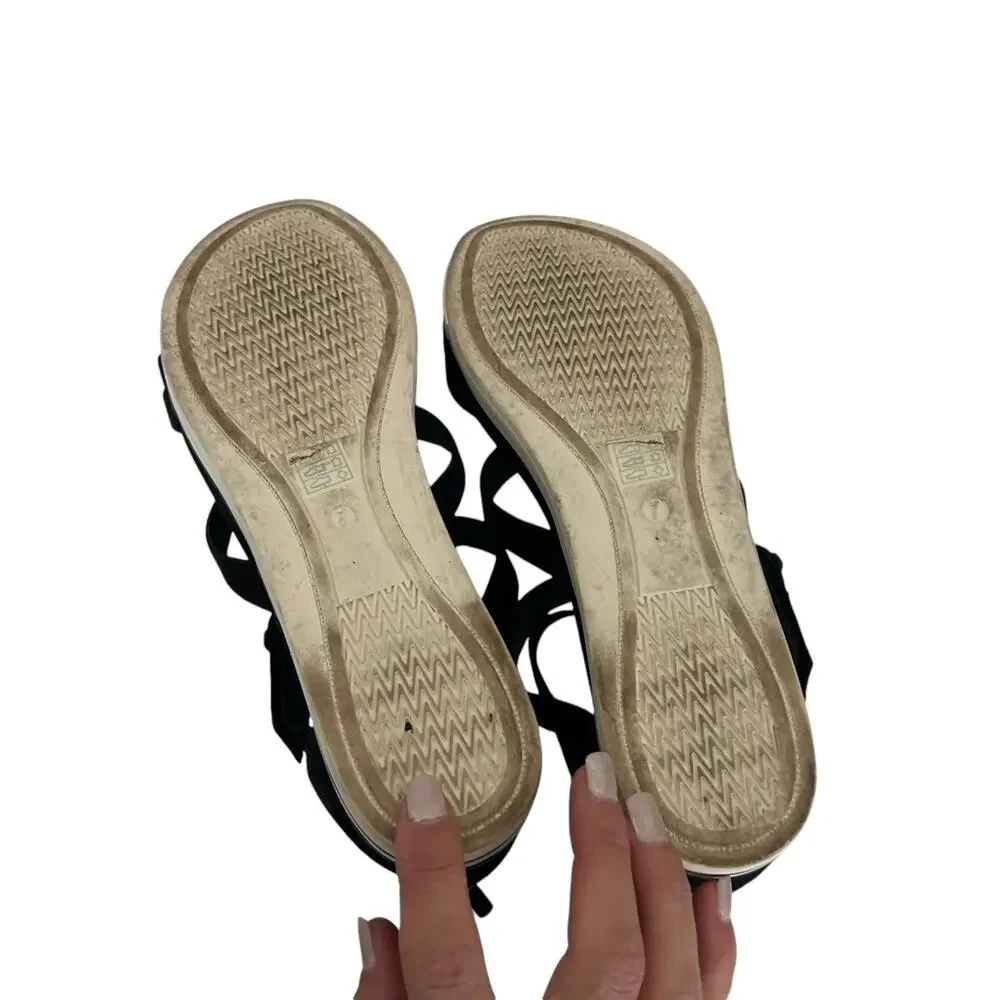 Eileen Fisher Black Sola Tumbled Nubuck Sandals Sz 7